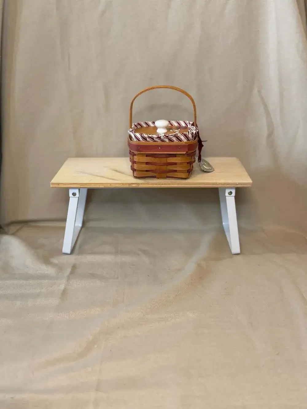 Longaberger Woven Basket with Wooden Lid and Plastic Liner
